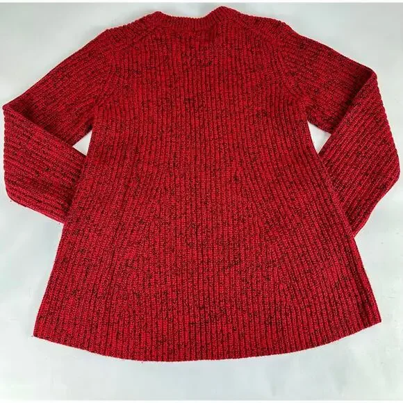 Athleta XS Sierra Wool Blend Crew Chunky Knit Sweater Candy Red Marl - Picture 5 of 10